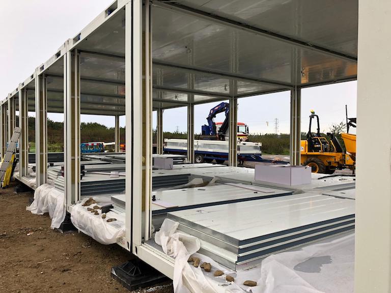 portable modular buildings being put together