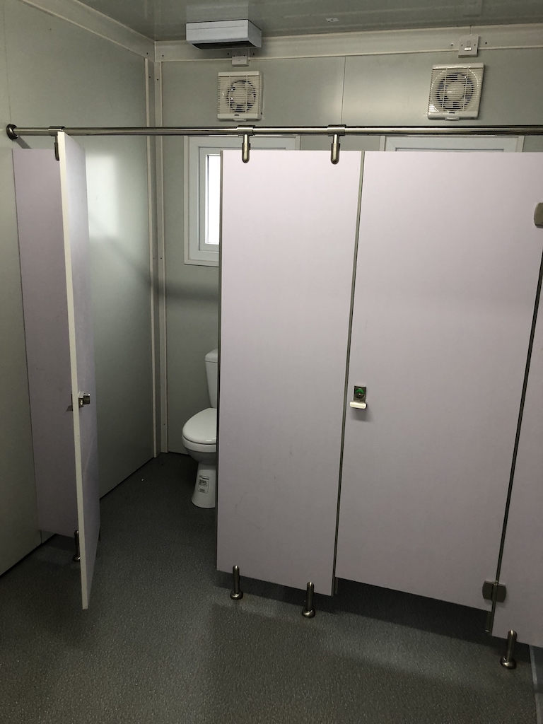 toilet unit inside a portable modular building